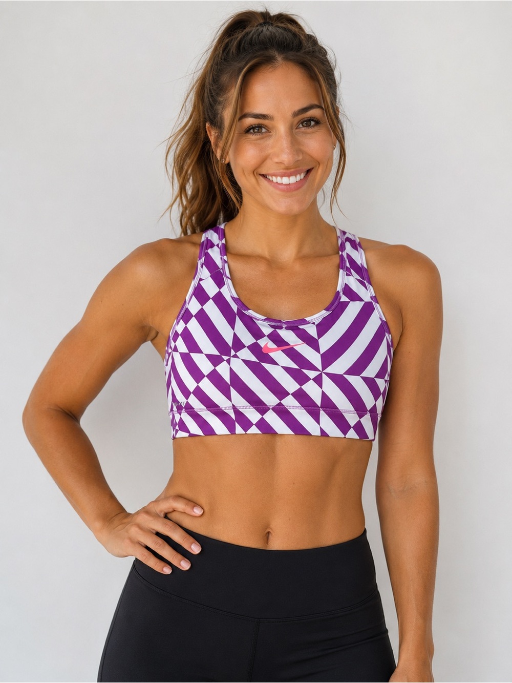 Nike Pro Dri-FIT Graphic Medium Support Racerback Sports Bra - Medium